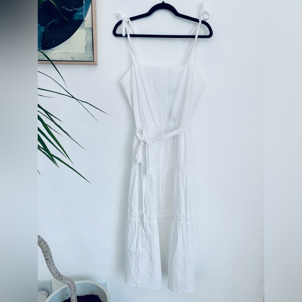 Coastal Cowgirl Cottagecore Topshop White Midi Cotton Dress Nwt